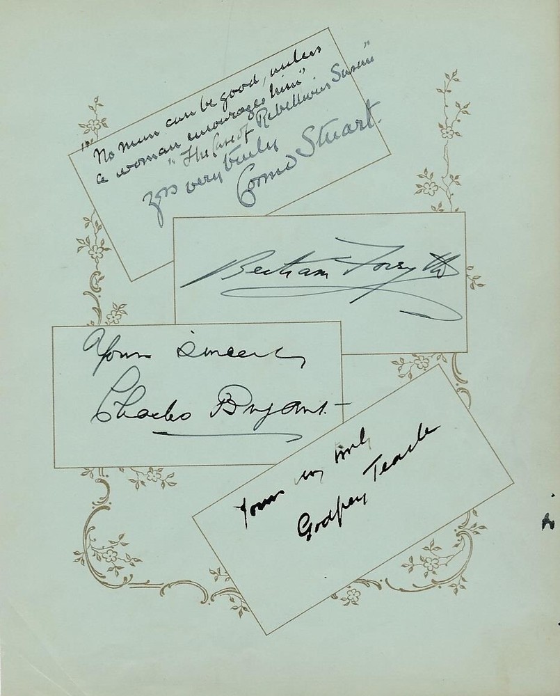 4 Early Theater Stars Signed Page