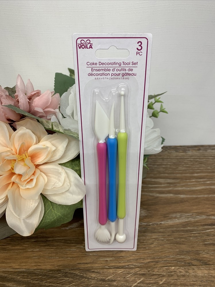 1 Package Viola 3pc Cake Decorating Tool Set Multicolor Handles NIP Greenbriar