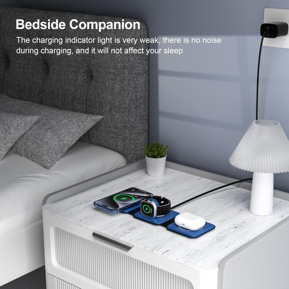 UCOMX 3 in 1 Charging Station for Multple Devices,Foldable 3 1 Blue