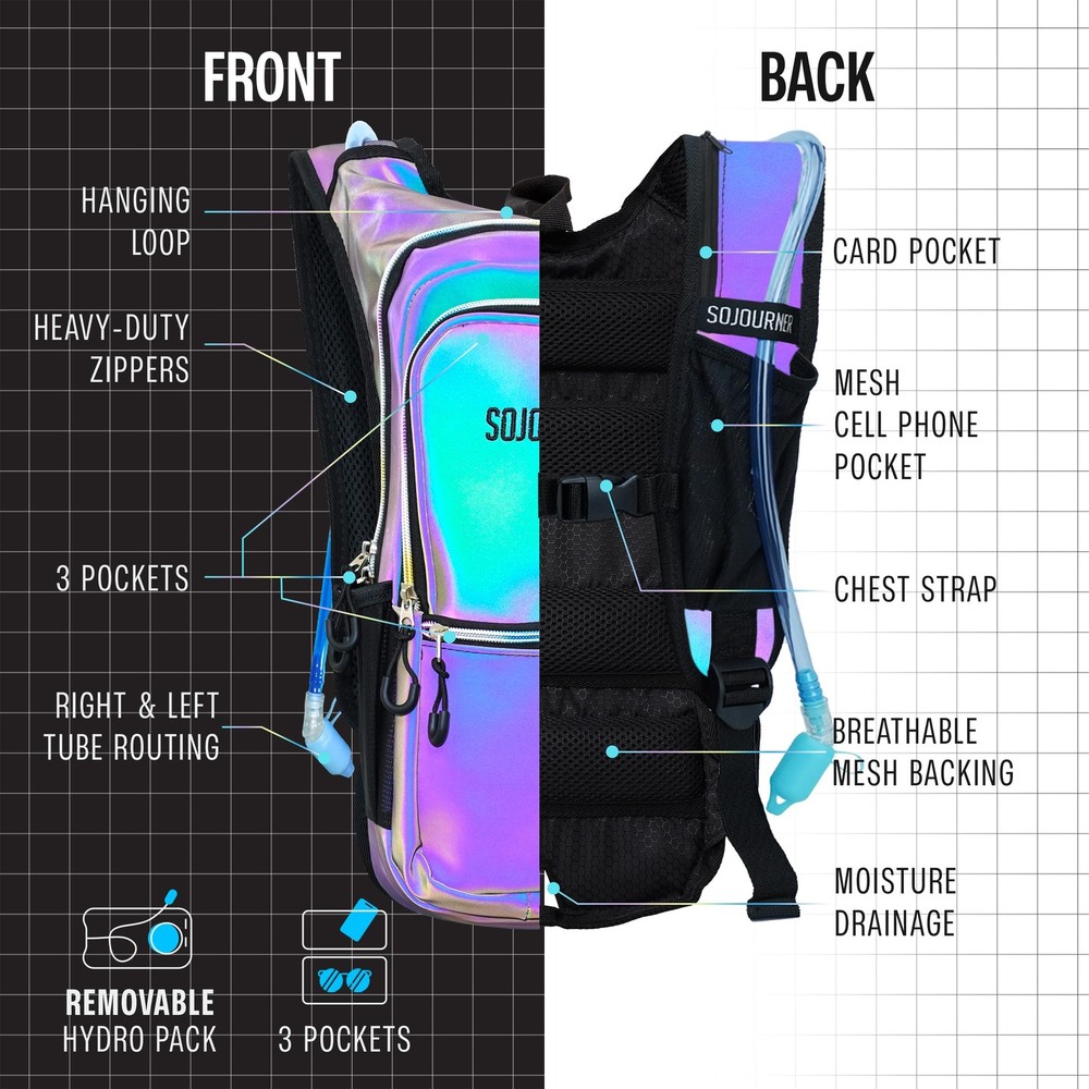 Sojourner Rave Hydration Pack Hydration Backpack Hydropack with 2L Bladder ...