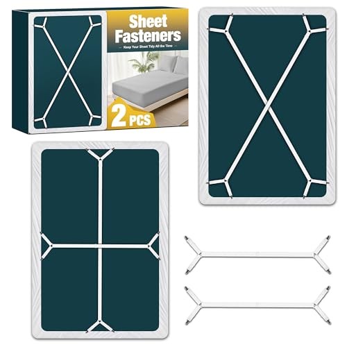 2 Pack Extra Long Bed Sheet Straps, Strong Diagonal Bedding Clips, Easy