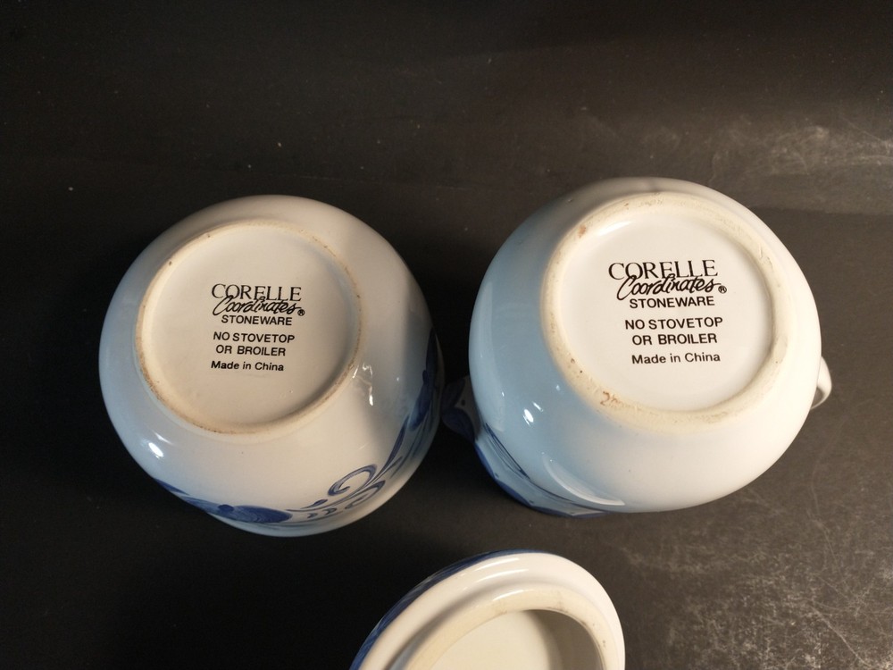 Corelle Coordinates Oceanview stoneware cream & sugar set
