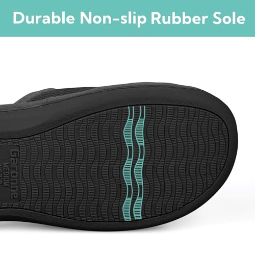 Men's Adjustable Wrap Open-toe Slippers with Memory Foam, 9-10 Dark Grey