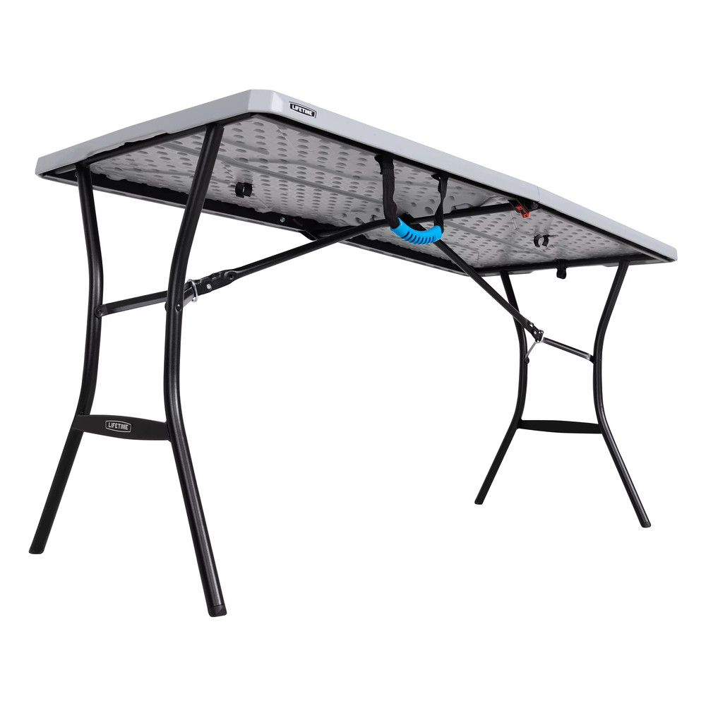Lifetime 5 Ft Rectangle Fold-in-Half Portable Folding Table Collapsible White