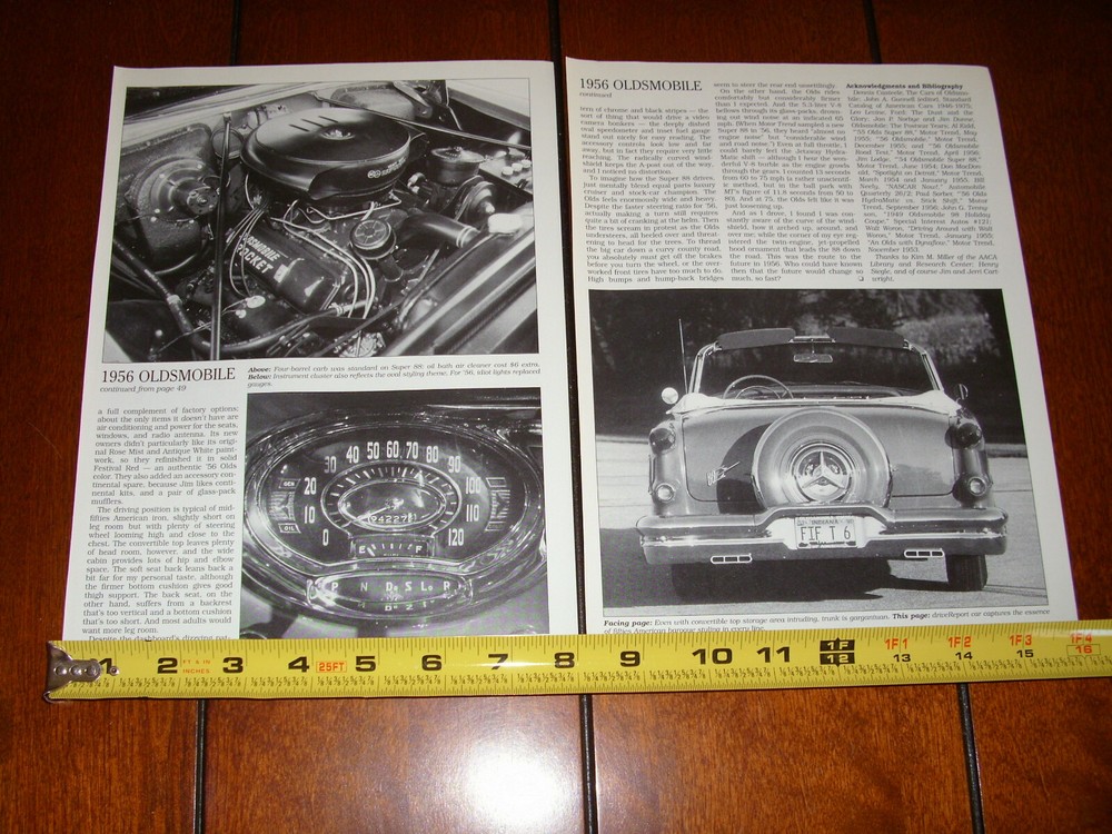 1956 OLDSMOBILE SUPER 88 CONVERTIBLE ORIGINAL 1995 ARTICLE
