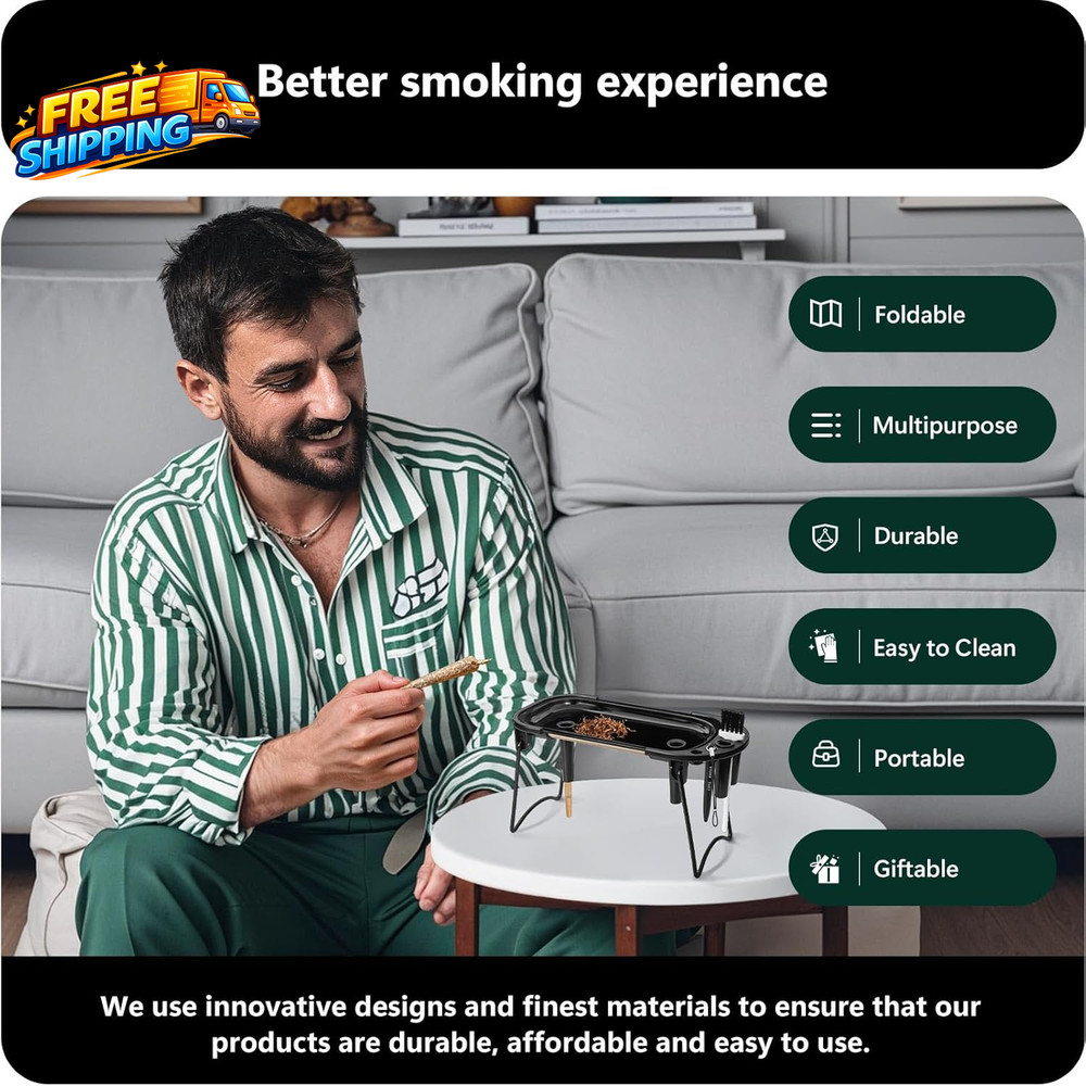 Foldable Rolling Tray Set with Cone Loader Cone Filler Roller - Pre Roll Machine