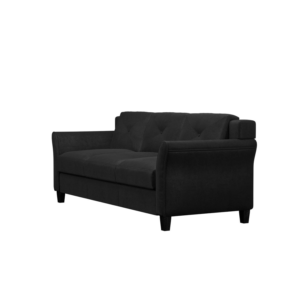 Taryn Curved Arms Sofa, Black Fabric