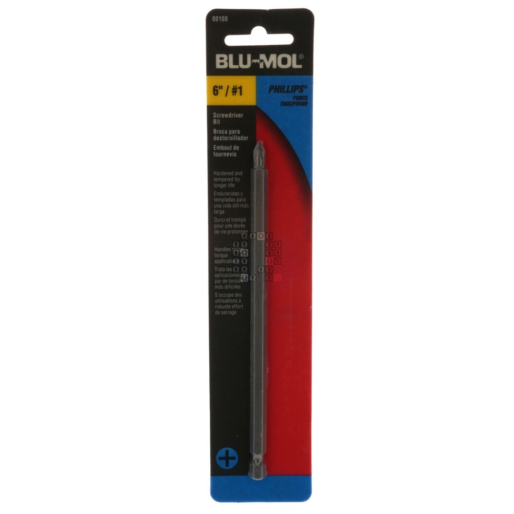 BLU-MOL 00100  #1 Phillips Screwdriver Bit, 6" Length