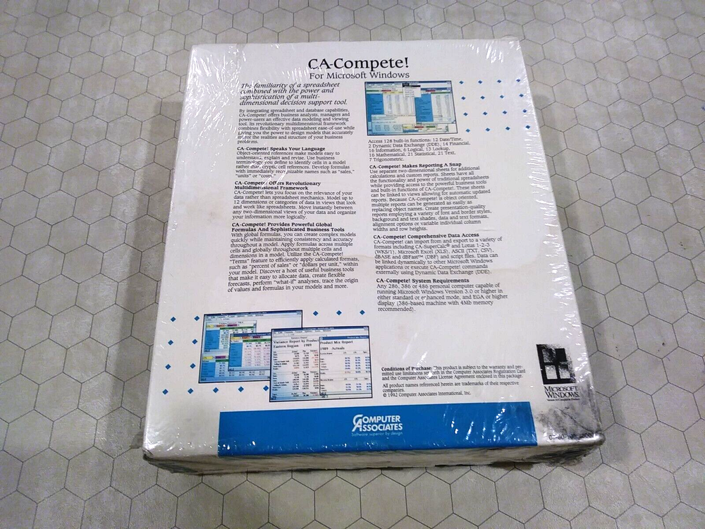 CA-Complete! for Windows Computer Associates 1992 data modeling Demo Copy SEALED