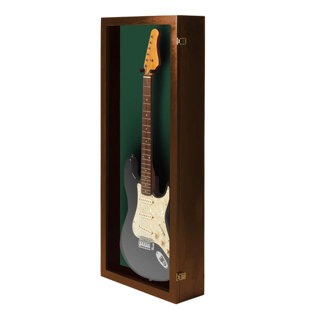 Guitar Display case Walnut Finish Hardwood Guitar display case w/ Felt Options
