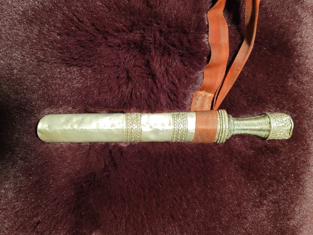 Antique Tibetan Silver Knife-Dagger with Silver Sheath