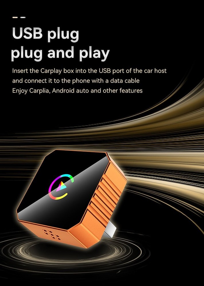 2-in-1 Wireless CarPlay Adapter Plug&Play USB Mirroring Screen for iPhone iOS10+