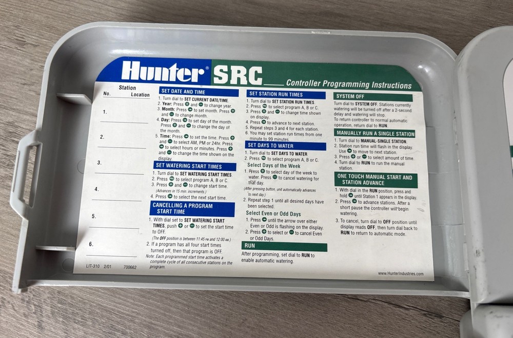 Hunter SRC Plus Sprinkler Irrigation 6-Zone Controller Timer Unit - Timer Only