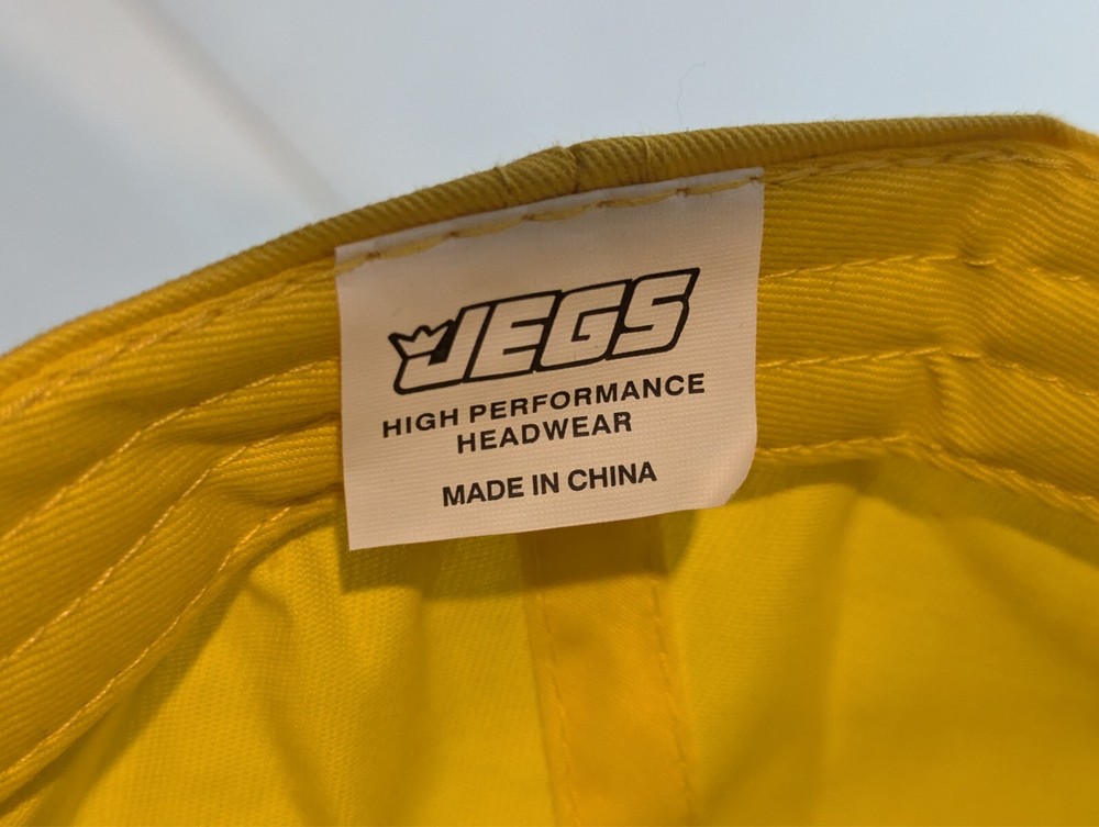 JEGS High Performance Baseball Hat Cap Yellow Hook & Loop Vented Canvas VG+