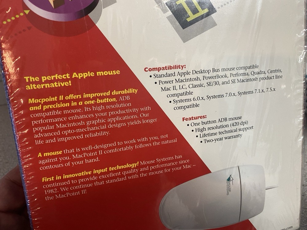 Vintage 1996 New In Box NIB Mouse Systems Mac Point II