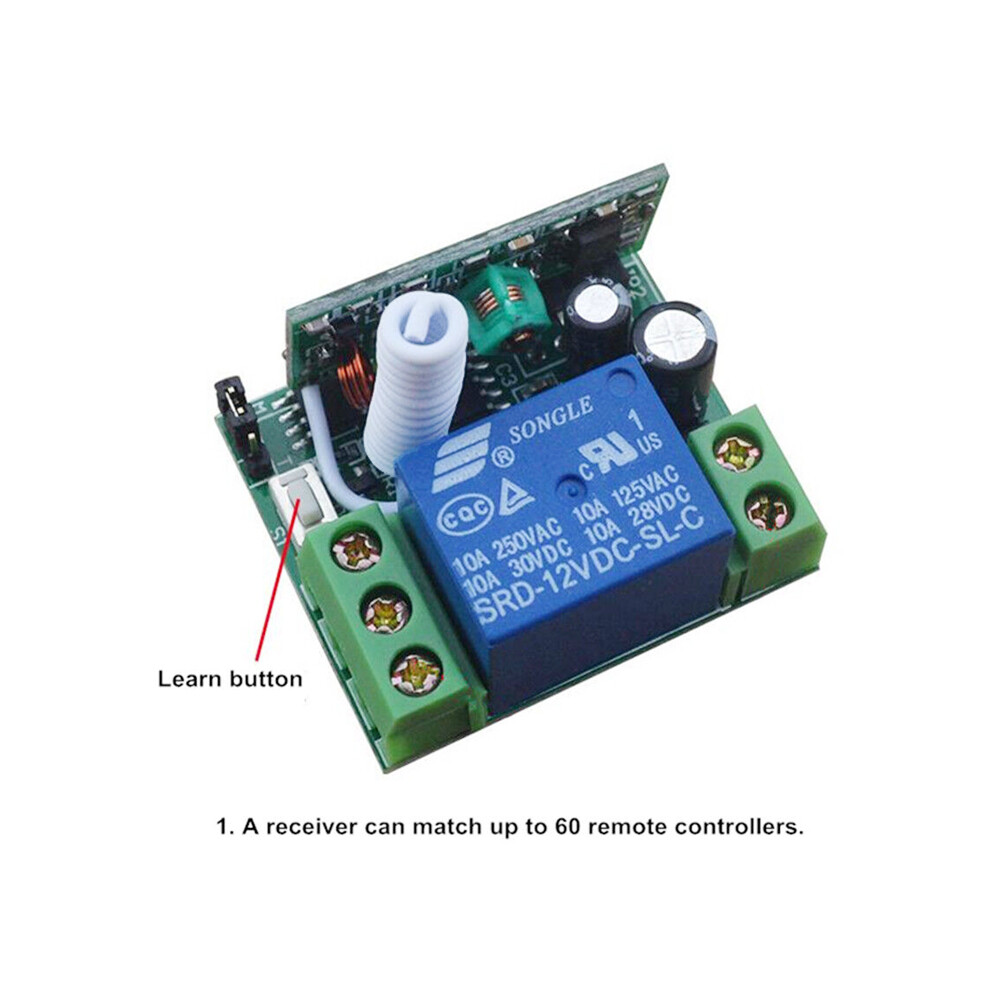 Wireless Remote Control Switch System 12V 1CH Transmitter&Receiver Access 315MHz