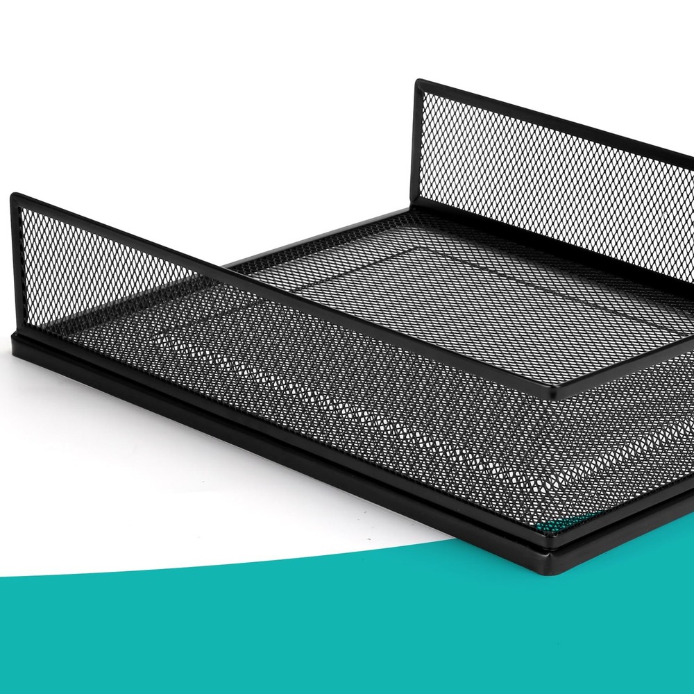 2-Pack Wire Mesh Letter Trays, Lengthways, Stackable, Front-Load, File, Desk