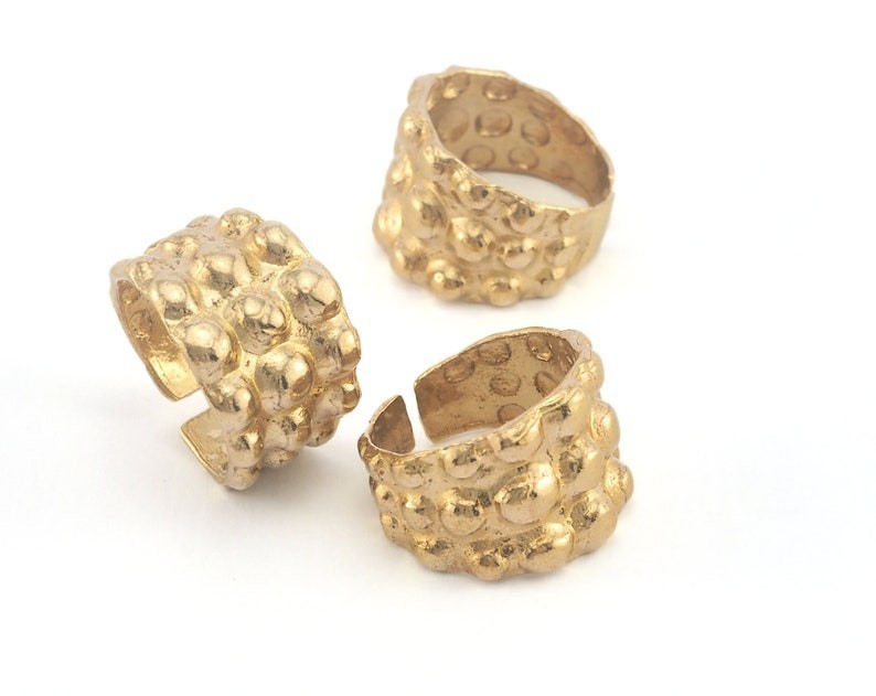 Bubbles Adjustable Ring Raw brass, Antique Silver, Shiny Gold Plated(9US)3682