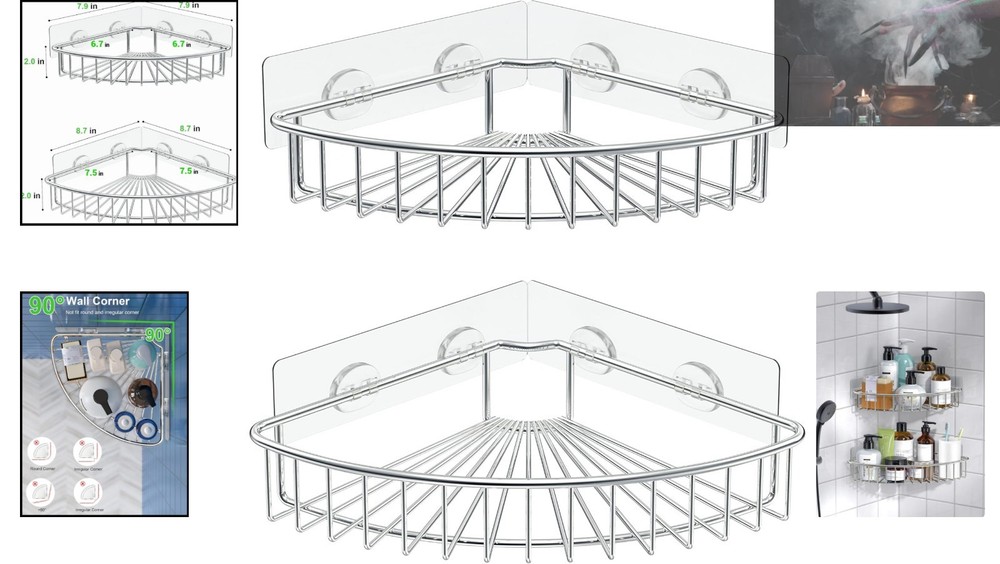 Maximize Space with 2-Pack Waterproof Wall-Mounted Shower Cady - Silver Finish