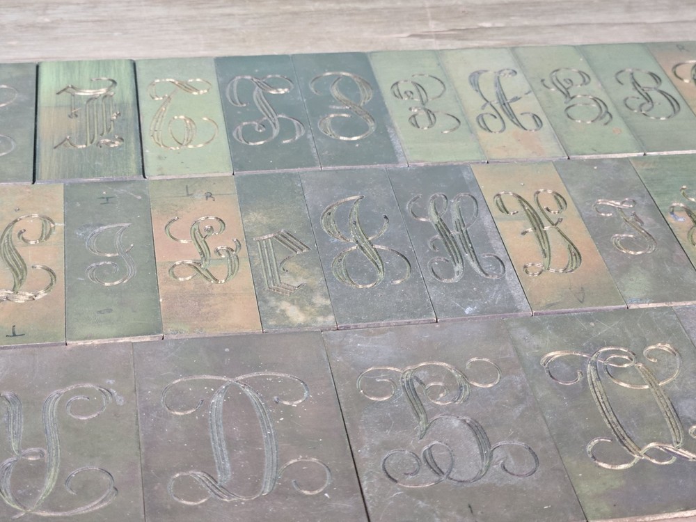 Double Line/Script Engraving Font Set Letters - Brass - Imcomplete Lot