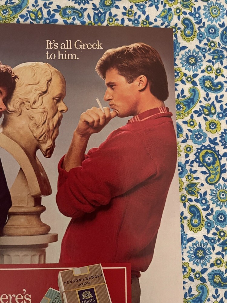 Benson & Hedges Cigarettes 1985 Print Ad Greek Philosophers