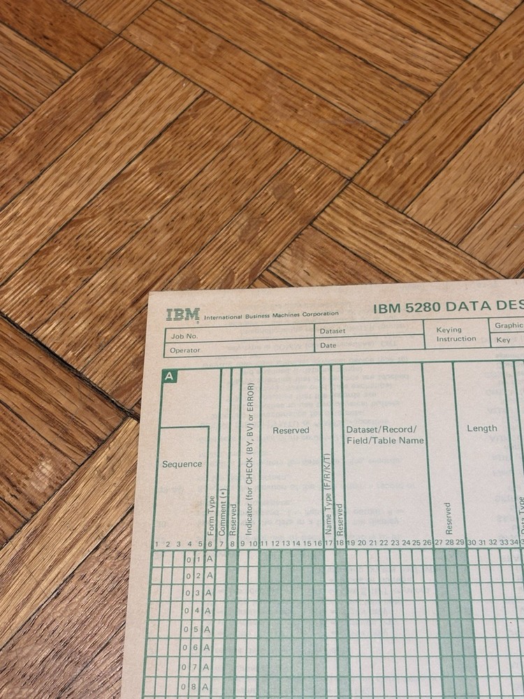 Vintage IBM 5280 Data Description Specification Sheets - UNUSED BOOK