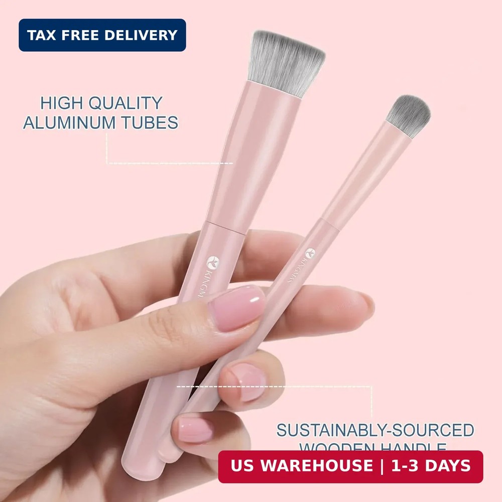 KINGMAS Foundation Makeup Brushes, Flat Top Kabuki Concealer Brush Under Eye Nos