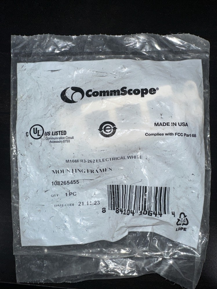CommScope M108FR3-262 Flush Mounted Mounting Frame, 3 Port, Electrical White