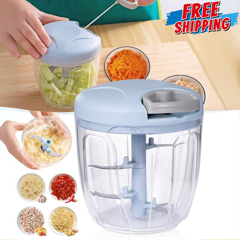 Vegetable Chopper Manual Food Processor Portable Hand Pull String Garlic Mincer