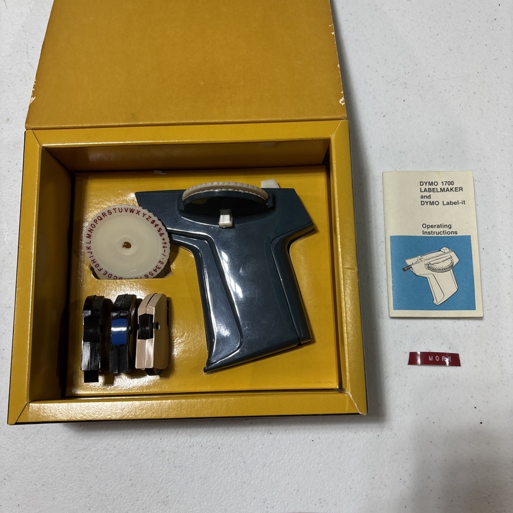 Blue Dymo Organizer 1700 Embossing Label Maker Bundle Works original packaging