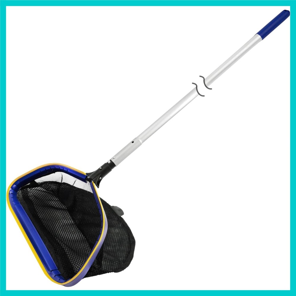 Efficient Pool Skimmer Net with Weighted Tab & 10ft Extendable Aluminum Handle