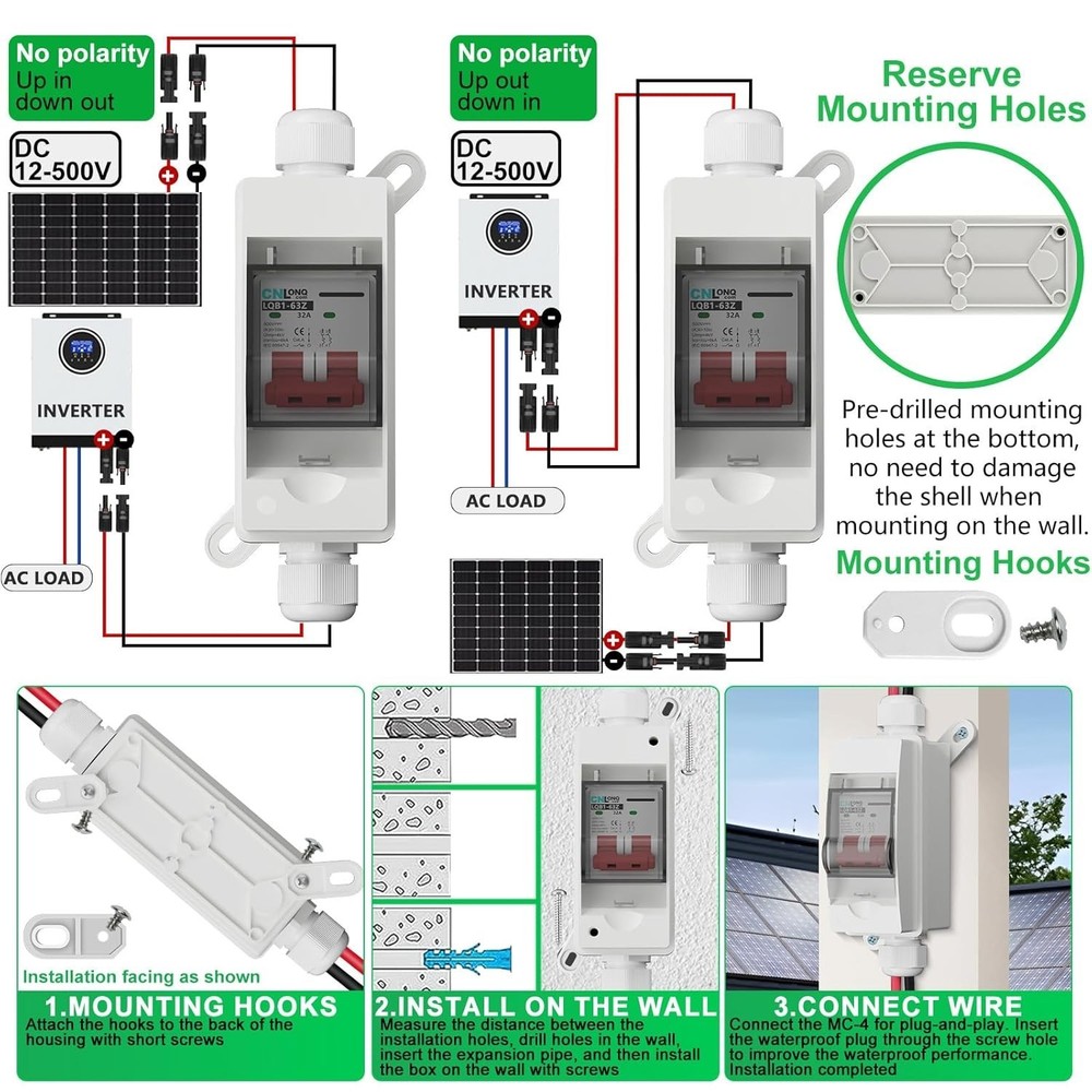 32A Solar Panel Disconnect Switch with Waterproof Box for Safe PV Systems