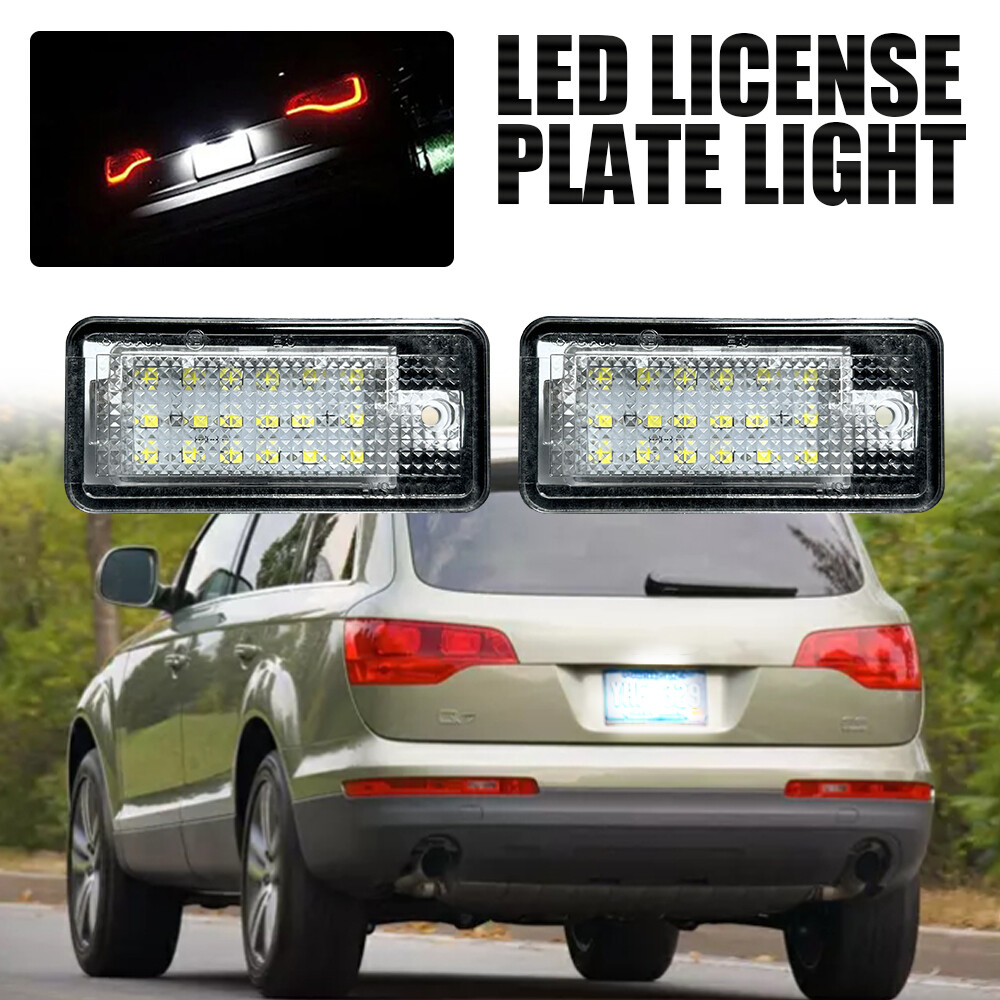 2X LED License Plate Tag Lights Assembly White 6000K For Audi RS4 2006-2008