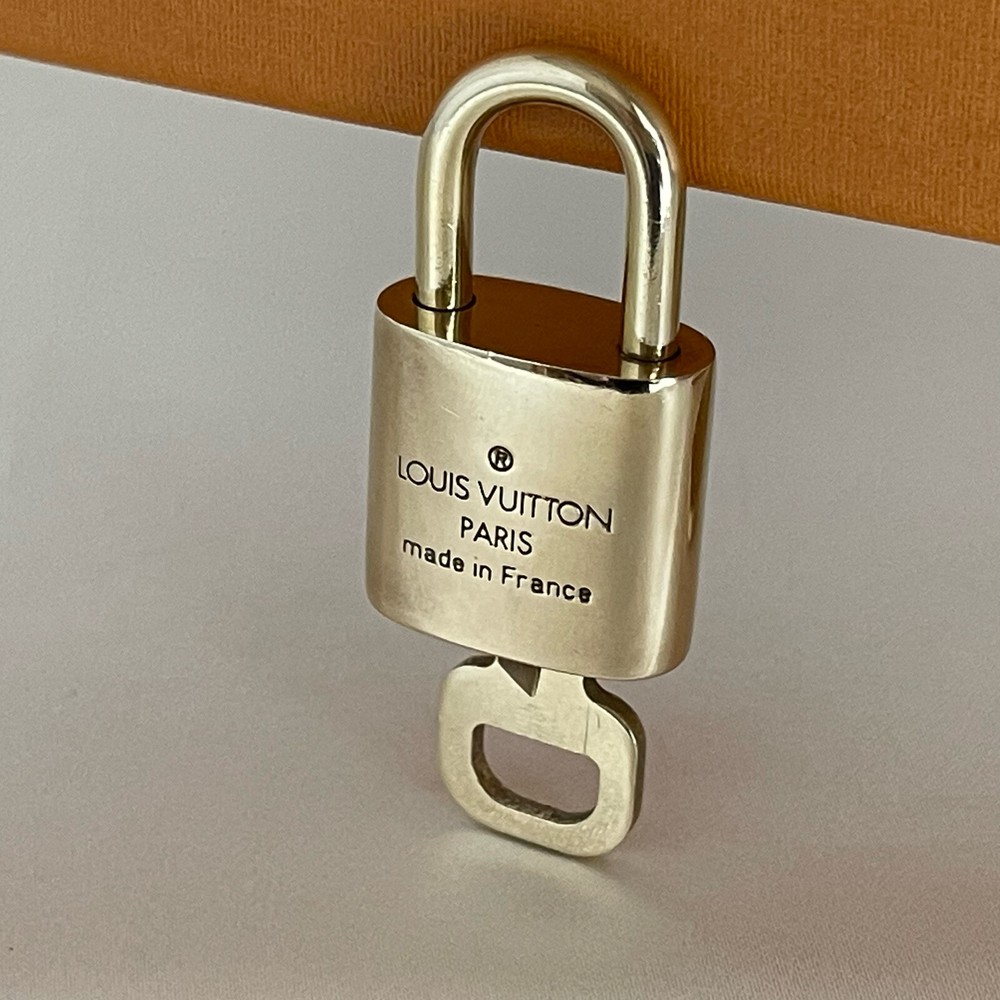 LOUIS VUITTON PadLock Lock & Key Brass Gold Authentic Number random