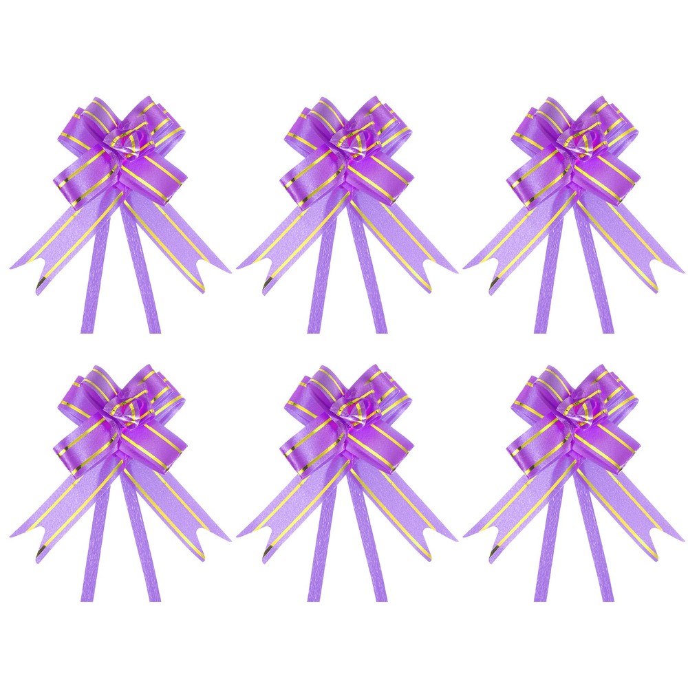 100Pcs 8" Pull Bows Gift Wrapping Pull Bow Basket Present Bow Ribbon Purple