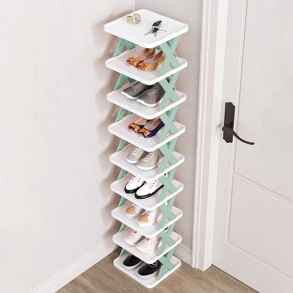 9Tier Narrow Entryway Shoe Rack Plastic Vertical Organizer Space Saving Free