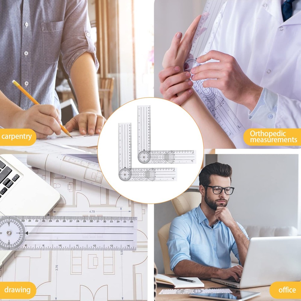 2Pcs Clear Plastic Goniometer Quick Angle Protractor Finder Style 1