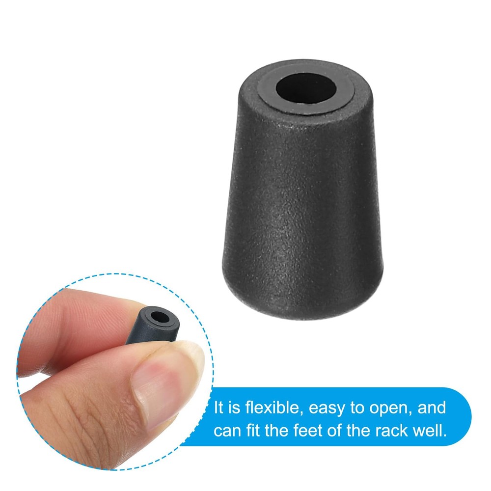 20-Pack 4mm ID Black Plastic Rack Bottom Protective Replacement Feet Bumpers