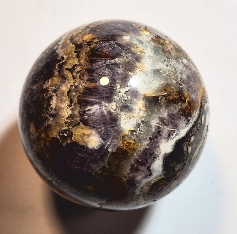 Fluorescent Prism Mine Fluorite 44mm Sphere for Decor 5349