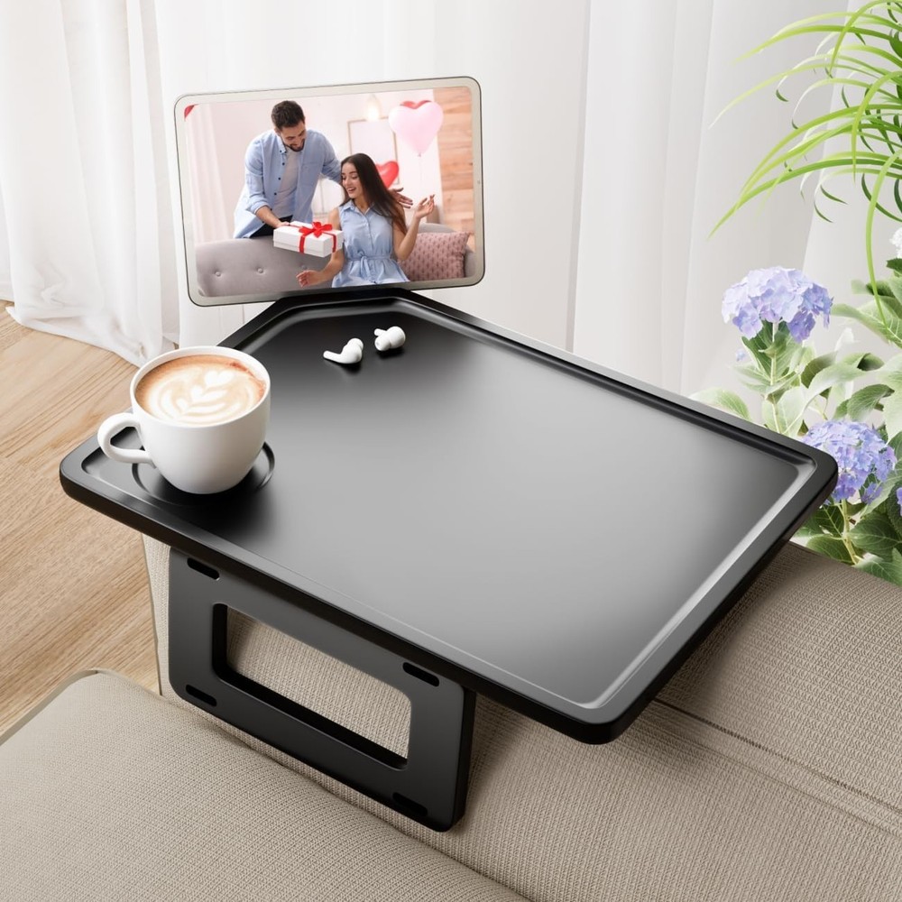 Elegant Bamboo Couch Arm Tray Table - Multi-Functional & Adjustable Design