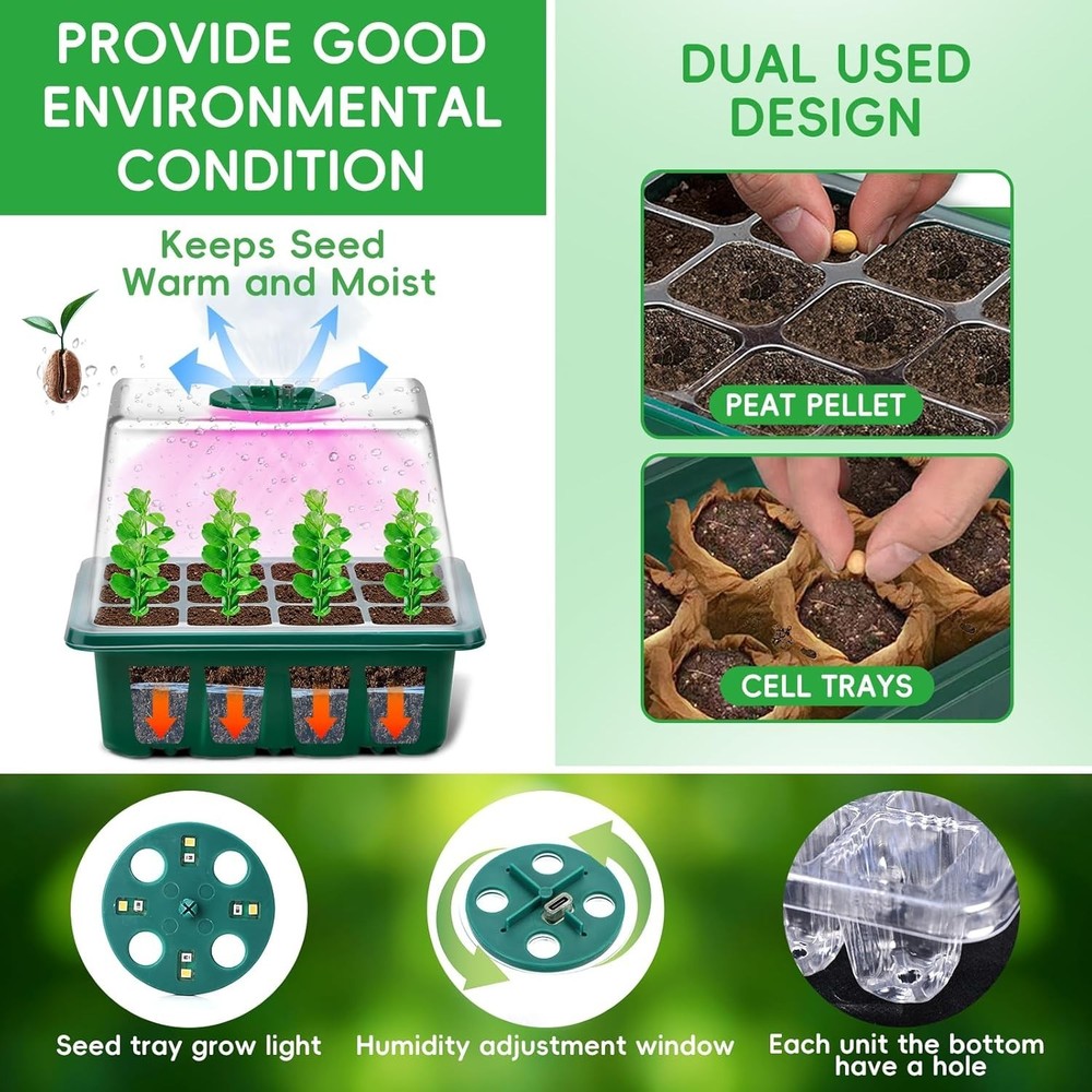 Complete 5-Piece Seed Starter System with Timing Controller and Humidity Domes