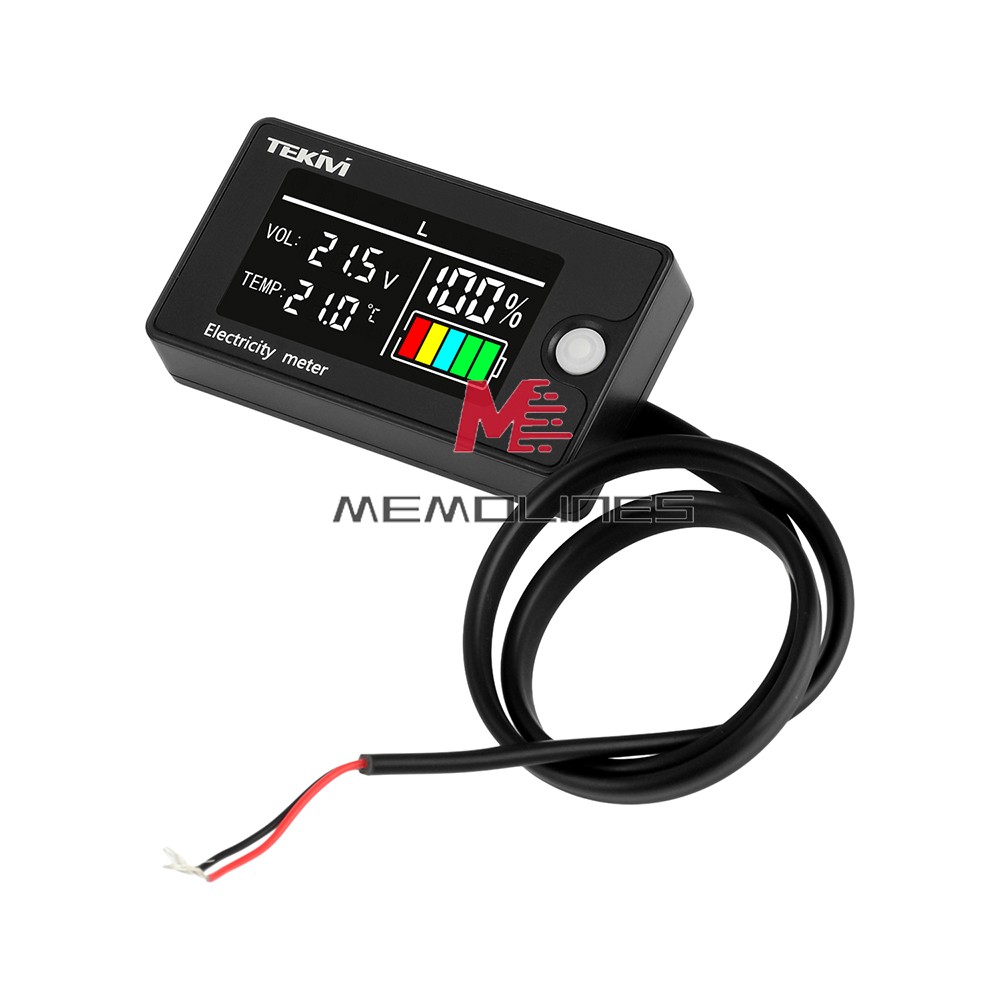DC8-100V LCD Digital Battery Capacity Indicator Voltmeter w/ Temperature Display