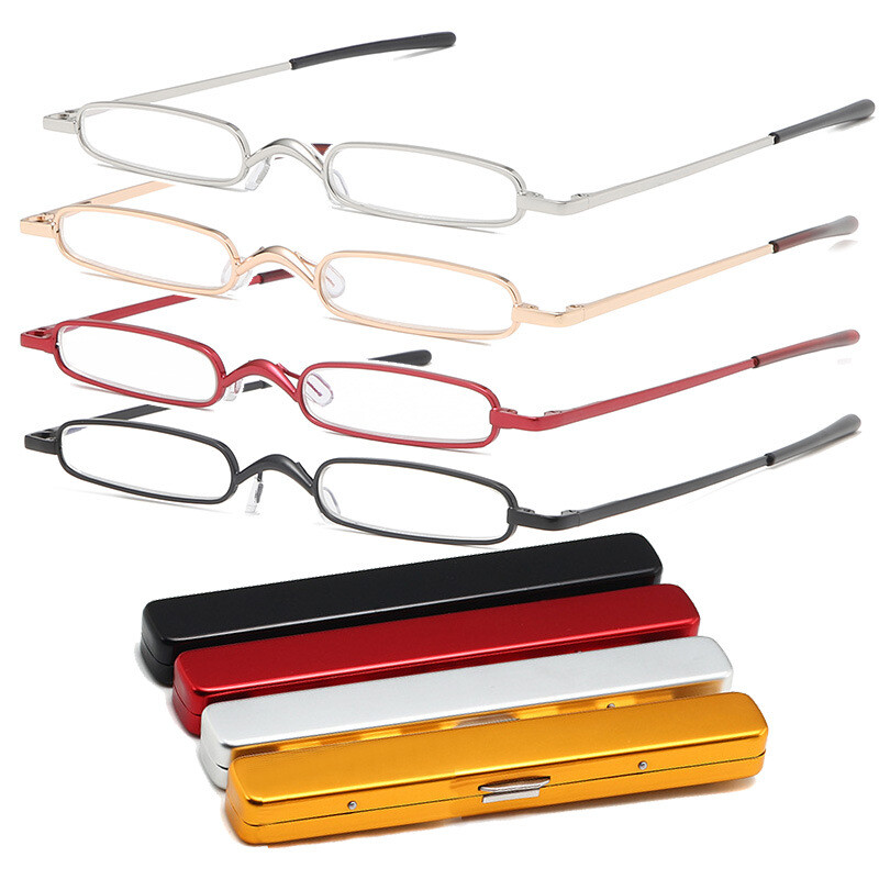 Mini Ultra-Thin SS Reading glasses presbyopic for reader +1.0 to +4.0 +case