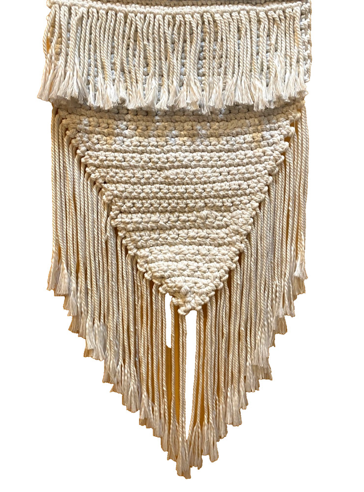 BOHO Handcrafted Wall Hanging Cotton Macrame w/Tassels Shells Blue/Silver Beads