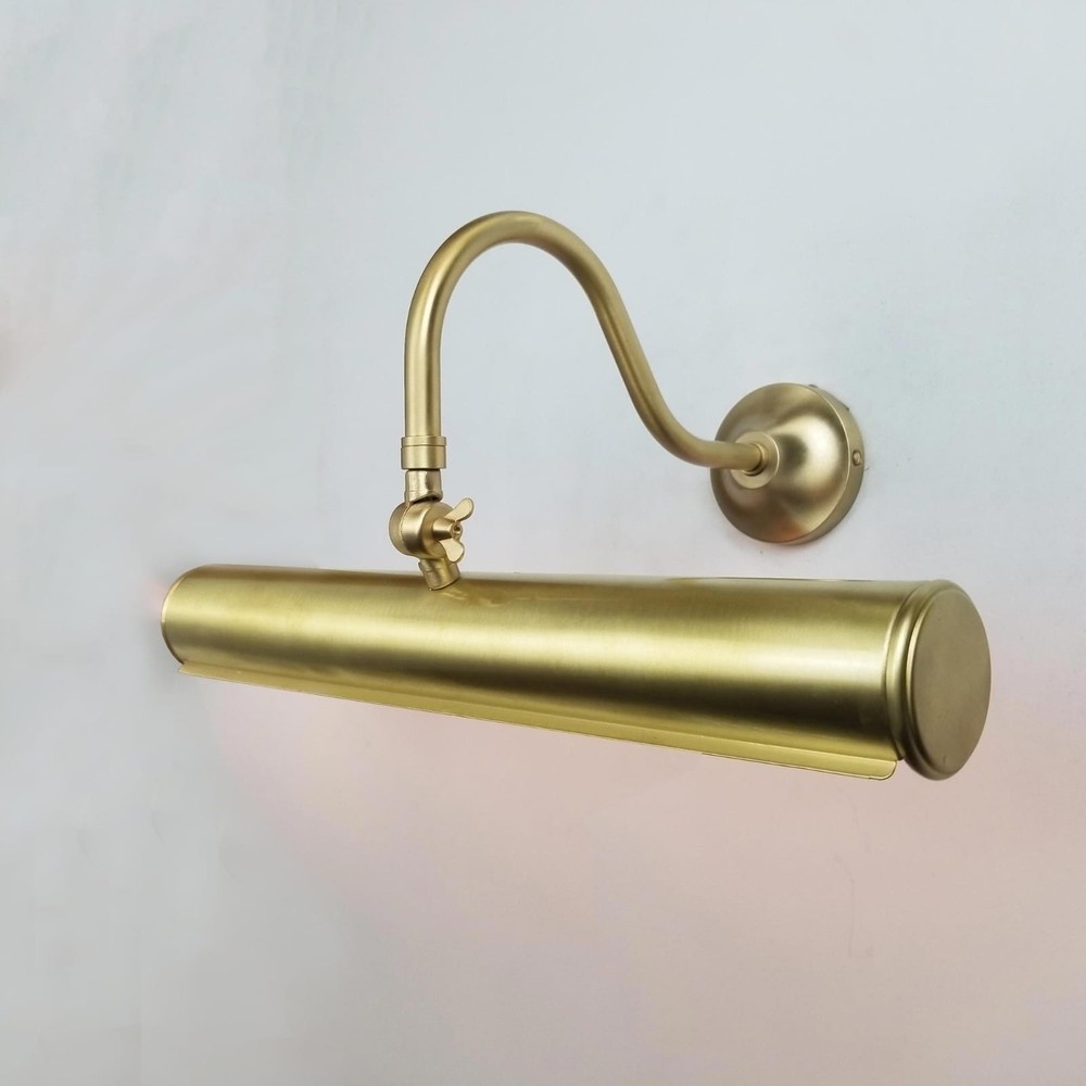 Antique Brass Light–Adjustable Swan Neck Gallery Sconce for Artwork Display