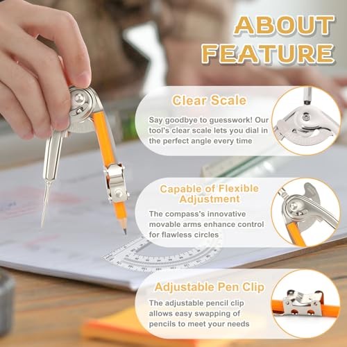 Geometry Tool Set, Math Compass for Geometry and 6 Inch Protractor Set 30 Pack