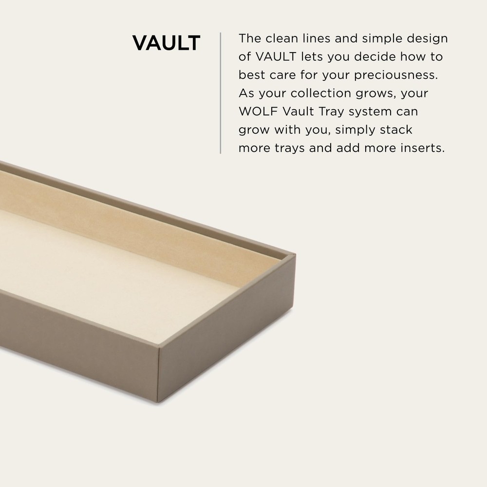 WOLF 2" VAULT Deep Tray, Grey - Stackable - Vegan Leather Exterior + Anti-Tar...