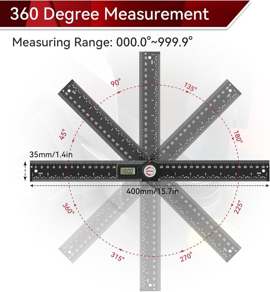 GemRed 82305 Aluminum Digital Angle Finder Protractor