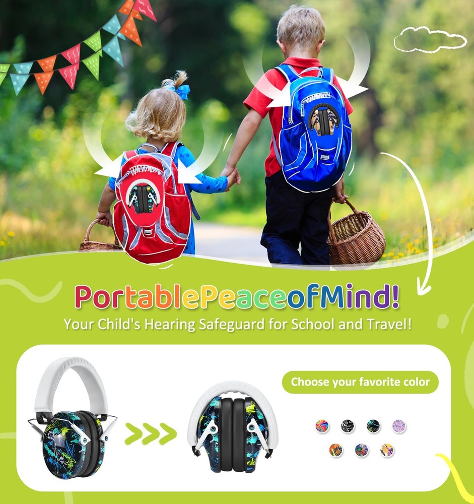 PROHEAR 032 2 Pack Kids Ear Protection, NRR Medium, Lollipop&graffiti Pattern