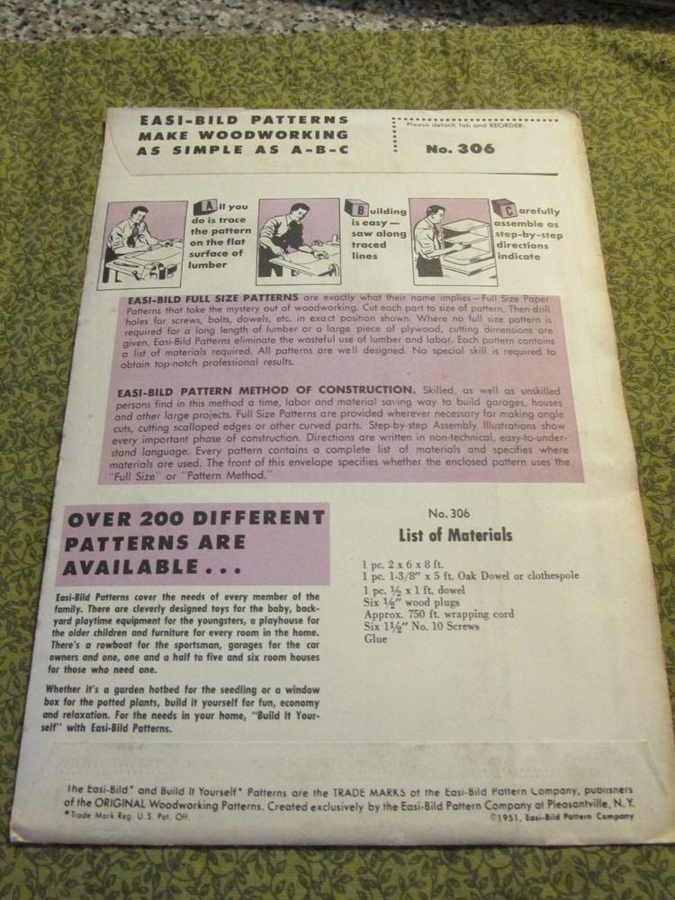 Easi-Bild Build It Yourself PATTERN COMPLETE NO. Modern String Chair